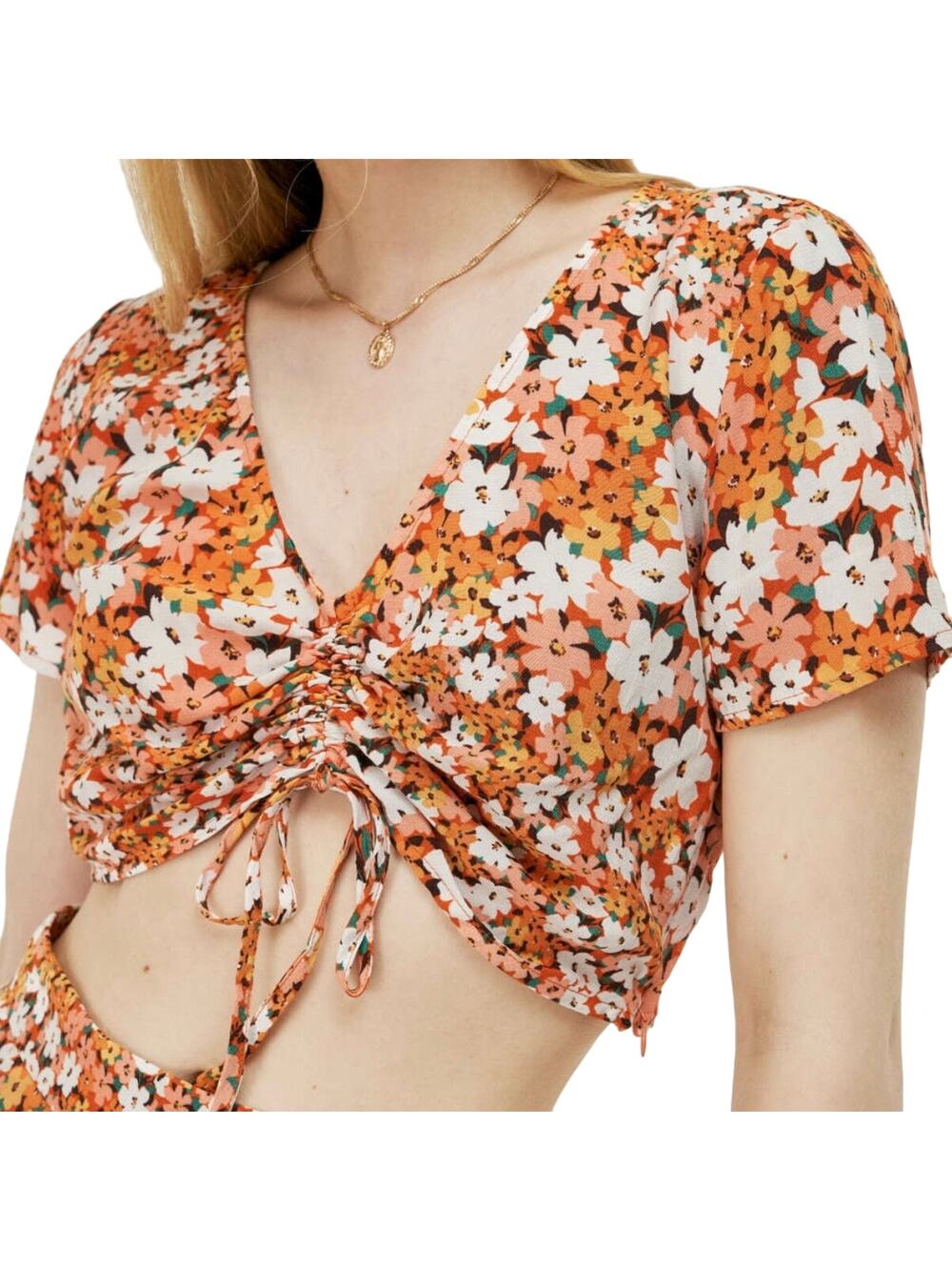 NEW Cider Orange Flower Market Crop Top Size Small